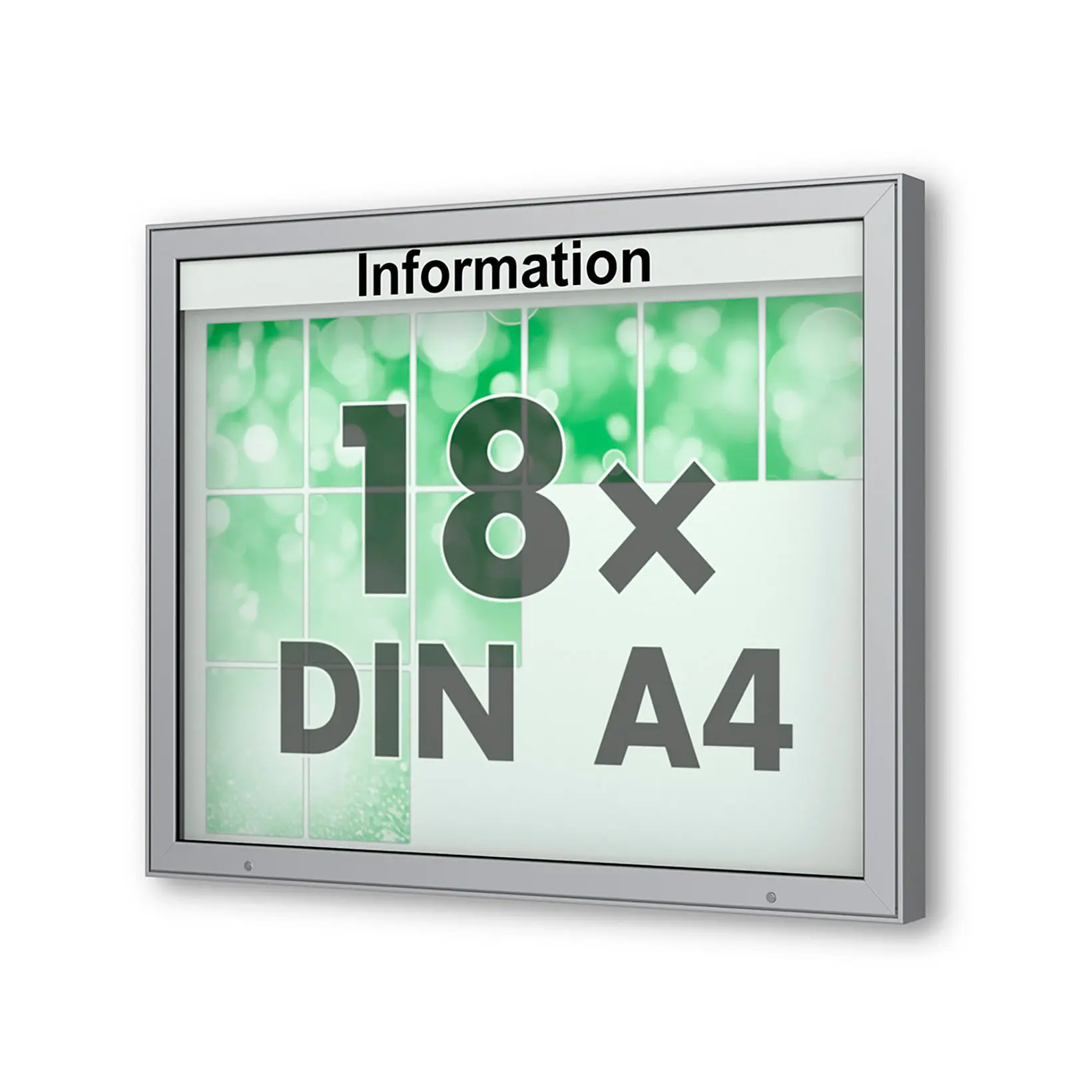 18 x DIN A4 Schaukasten Plenum eckig - der "Klassiker" - 100mm Bautiefe - Wandschaukasten mit optionaler LED-Beleuchtung