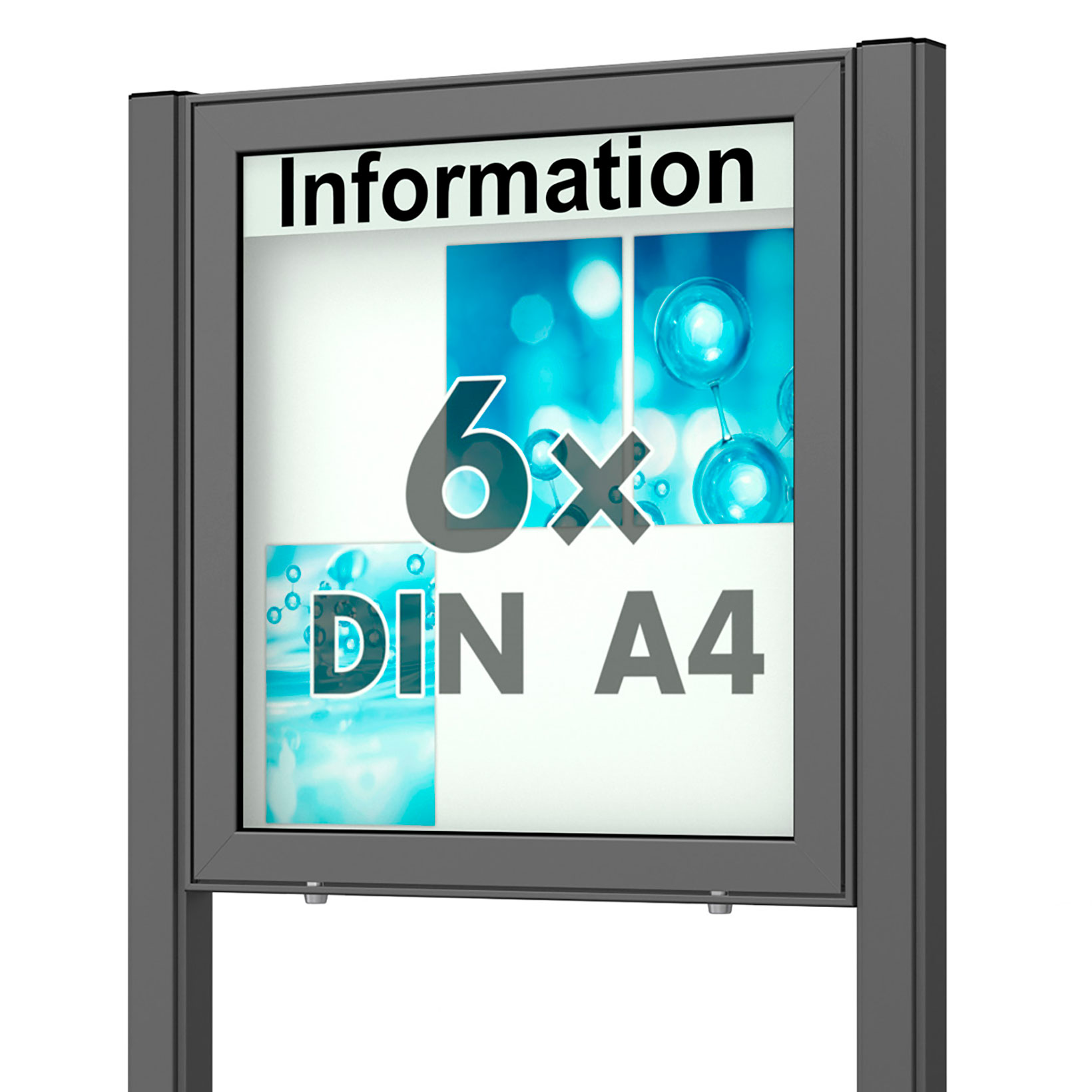 6 x DIN A4 Schaukasten Planus - mit Standbeinen - DB 703 (anthrazit) 6 x DIN A4 Schaukasten Planus - mit Standbeinen - DB 703 (anthrazit)